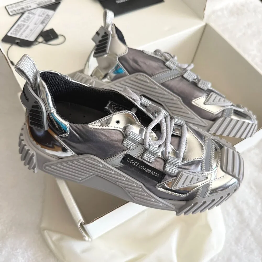 D&G Dolce & Gabbana‎ kid boy sneakers silver size 31 Argento D11021 $575